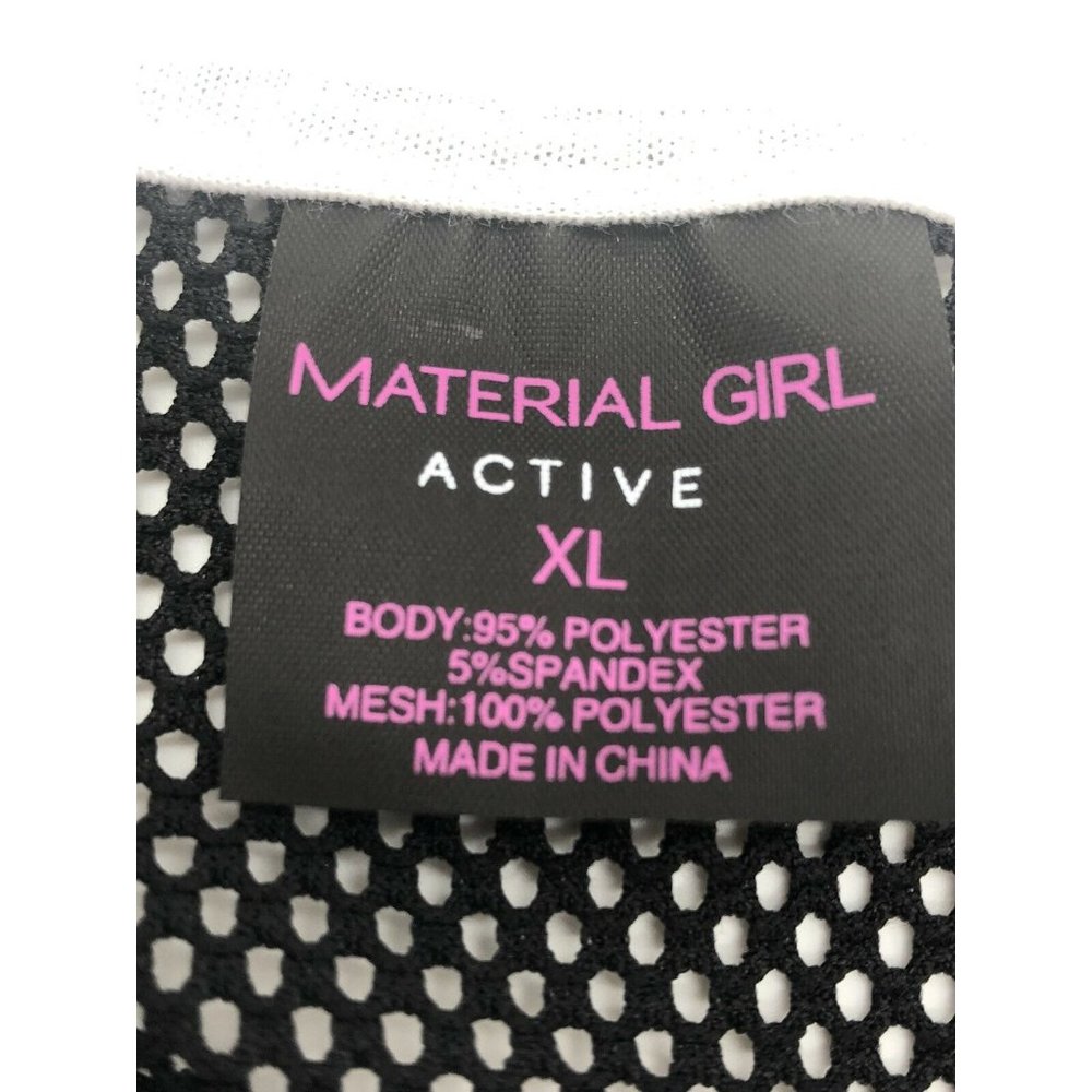 Material Girl Active Juniors' Women's Mesh-Back Tank Top,‎ White/Black XL - Picture 6 of 8
